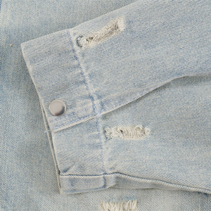 Veste en jean délavé pour homme, col rabattu décontracté, coupe ample, hiver, 100 % coton, logo sur le devant - Product Image 5