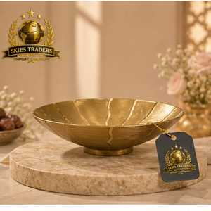 Plat à fruits sur piédestal en laiton gravé à la main, style vintage antique doré, plateau de service, centre de table, vaisselle en gros - Product Image 3