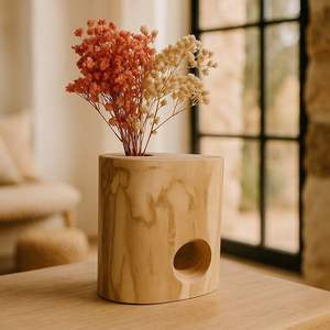 Jarrón de madera para flores de un fabricante confiable, para decoración zen del hogar, con diseño minimalista y textura natural suave. - Product Image 2