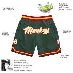 กางเกงบาสเก็ตบอลแบบซับลิเมชั่นสั่งทำพิเศษ สีเขียวฟอเรสต์ สำหรับทีม  ชุดฝึกซ้อม ระบายอากาศได้ดี ผ้าตาข่าย กางเกงกีฬาออกกำลังกาย - Product Image 5