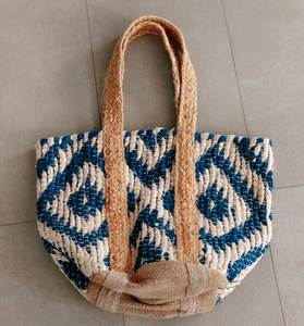 Natural Handmade Jute Braided Cotton Chindi Tote <b>Bags</b> Eco Friendly Shopping and Beach <b>Bags</b> for young girls - Product Image 6