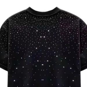 T-shirts en coton tricoté 100 % avec strass pour hommes, personnalisables avec logo, séchage rapide et respirants – Vente en gros à chaud - Product Image 2