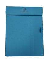 Porte-menu en cuir synthétique A4 bleu aqua certifié ISO9001:2015, durable, facile à nettoyer, logo personnalisé, hôtels