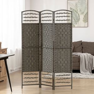 Divisorio Pieghevole Portatile a 3 Pannelli Grigio Scuro in Fibra Ondulata per Privacy in Casa e Ufficio - Product Image 2