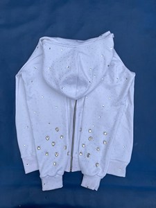 <b>Black</b> Mixed Rhinestone Crystal Cotton <b>Fleece</b> Full Zip Hoodies for Men Premium Streetwear Embellished Apparel Development - Product Image 6