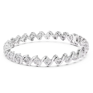 UNIQUE LAB GROWN CUT DIAMOND RHODIUM PLATED LUXURY CERTIFIED TENNIS BRACELET <b>SET</b> 18KT WHITE <b>GOLD</b> DAILY OFFICE WEAR WEDDING - Product Image 1