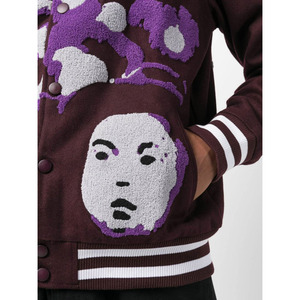 Veste universitaire pour homme, bordeaux, coupe classique, col rabattu, logo brodé à la main au dos, streetwear, vêtements d'automne - Product Image 6