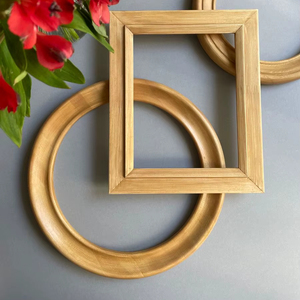 Natural Wood Picture <b>Frame</b> Set Round Oval Rectangular Photo Holders Handcrafted Wooden Wall Art Decor Tabletop Desktop Ornament - Product Image 1