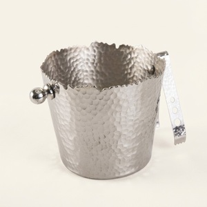 Premium Hammered Metal Ice Bucket With Tongs Double Wall Insulated Champagne Bucket For Wedding Events Barware Supplies - Product Image 2