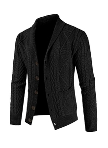 Cardigan en laine côtelée pour homme, boutonné, manches longues, pull de haute qualité, respirant, vêtements décontractés d'hiver - Product Image 6