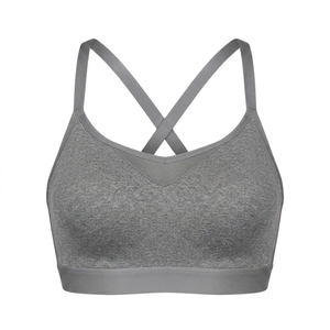 Sujetador deportivo sin costuras para mujer, espalda cruzada, soporte medio, gris liso, para yoga y fitness, transpirable, elástico, top deportivo para mujer, ropa deportiva al por mayor - Product Image 1