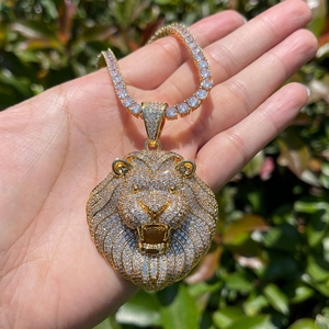Pendentif Tête de Lion Personnalisé avec Diamants de Laboratoire, Pendentif Hip Hop Bling, Fabricant de Pendentifs Iced Out pour Rappeurs - Product Image 6