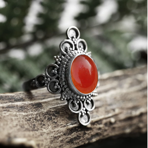 Carnelian Gemstone <b>Ring</b> Handmade Boho Jewelry Natural Orange Stone <b>Statement</b> <b>Ring</b> Gift for Her - Product Image 2