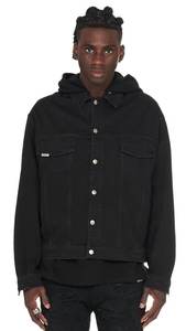 Chaqueta Vaquera Personalizada de Alta Calidad con Logotipo de Marca, Barata, al por Mayor en el Reino Unido, Chaqueta Vaquera Vintage para Hombre con Capucha - Product Image 5