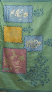 Women Green Cotton <b>Saree</b> With Floral Embroidery Traditional Indian Casual Wear Floor Length Regular Fit - Product Image 6