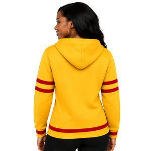 Sweat à capuche PDK Sorority pour femme, jaune or, rouge, motif livre ouvert et flamme 1923, manches rayées, pull à capuche, cadeau pour éducatrice, thème grec - Product Image 2