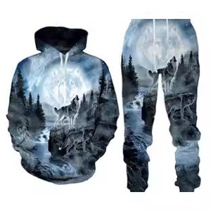 Conjuntos Deportivos de Sudadera con Capucha para Hombre MANWA LEATHERS, Personalizados, Ecológicos, Transpirables, de Poliéster/Algodón, con Estampado Animal 3D - Product Image 1