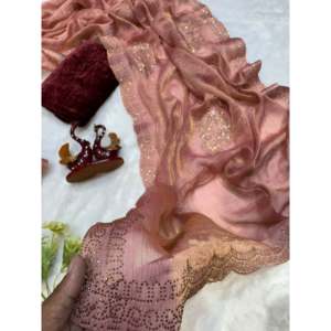 Hermoso Sari con Diseño de Diamantes para Fiestas, en un Elegante Vestido de Trabajo - Product Image 3