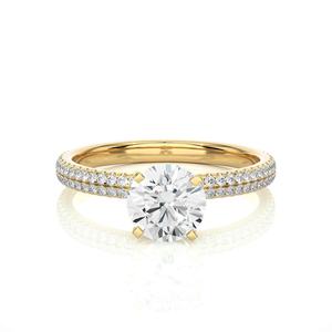 แหวนสวมนิ้วประดับเพชรที่ปลูกในห้องปฏิบัติการทำเองแหวนแต่งงานประดับเพชรรัศมีอันหรูหราของขวัญวันครบรอบปีคลาสสิกอัญมณี10K ทอง - Product Image 1