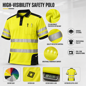 Polo de Seguridad de Alta Visibilidad Unisex, Ropa de Trabajo Reflectante, Tejido de Algodón, Impermeable, Ignífugo, Transpirable, OEM, ODM, Personalizable - Product Image 1