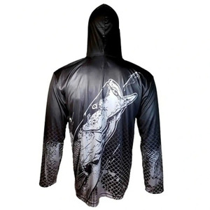 Sweat à capuche de pêche personnalisé pour homme, sublimé, camouflage bleu, séchage rapide, respirant, protection solaire UPF 50+, polyester, OEM - Product Image 4