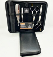 Coupe et Ciseaux Amincissants Kit Ensemble De Ciseaux De Coiffure avec Rasoir et Peigne Pochette En Cuir Salon Professionnel 6 "HARL-8001