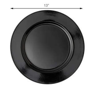 Plato de presentación redondo de cerámica negra de 13 pulgadas con diseño minimalista y aspecto único - Product Image 1