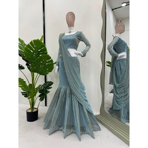 Lehenga-sari de diseñador listo para usar para fiesta o club elegante y elegante - Product Image 4