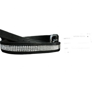 Cinturón de jinete de cuero genuino Crystal Bling Jockey Fancy Belt Cinturón de calidad premium - Product Image 4