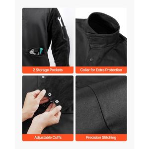 Giacca da Saldatura Resistente alle Fiamme 9 Oz. Abbigliamento di Sicurezza Resistente al Calore in Puro Cotone FR con Maniche in Pelle Bovina - Product Image 5