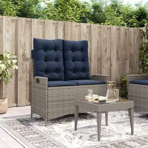 Banc de jardin inclinable bleu marine, banc de patio confortable de couleur grise - Product Image 1