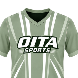 Maillot de rugby vert sauge et blanc à manches courtes, col en V, uniforme d'équipe, respirant, léger, vêtements de sport personnalisés pour l'entraînement - Product Image 3