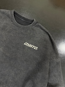 Ensemble de survêtement personnalisé pour homme en coton 100% avec sweat à capuche délavé et pantalon évasé, broderie vieillie et grands patchs - Product Image 6