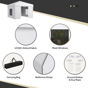 "10x10 Pop up <b>Canopy</b> <b>Tent</b> with Mesh Windows Reflective Top Sun Protection Instant Setup Adjustable Heights for Events White" - Product Image 6
