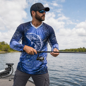 Camiseta de Pesca Personalizada para Hombre, Manga Larga, Secado Rápido, Protección Solar UPF, Malla de Poliéster, Sublimación, para Pesca al Aire Libre - Product Image 5