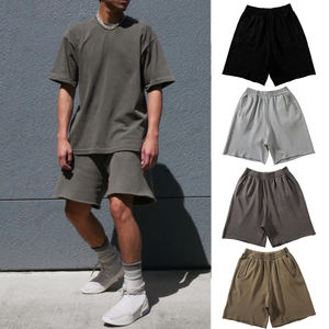 Nouveaux shorts de survêtement amples en coton longueur genou, style streetwear, effet vieilli, pour hommes, pour le sport et les loisirs, collection 2026 - Product Image 1
