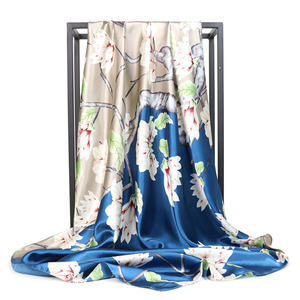 90cmゴールド & ピンクペイズリーシルクスカーフボヘミアン柄スクエアサテン感じショール女性用 - Product Image 3