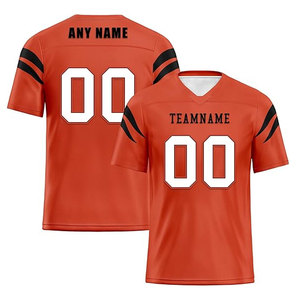 Camiseta de Fútbol Americano Personalizada para Hombre, Naranja, Cuello en V, Manga Corta, Impresión Sublimada, Absorbe la Humedad, Nombre del Equipo, Número 00 - Product Image 1
