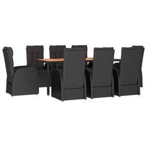 Conjunto de Comedor de Jardín con Reposapiés Ajustable Grande en Ratán Sintético Negro - Product Image 3