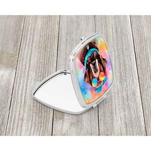 Women and Girls' <b>Compact</b> Travel <b>Makeup</b> Mirror Chocolate Labrador Hippie Dawg Decorative Folding Handheld Pocket Size Gift - Product Image 2