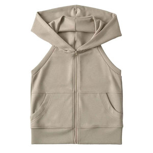 Débardeur à capuche sans manches pour femme, 100% coton molletonné, avec fermeture éclair, pour le sport et la musculation - Product Image 6