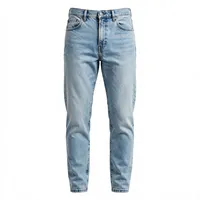 AMKOOR ENTERPRISES Celana Denim Biru Pria Regular Fit Panjang Penuh Kasual Bernapas Berat Sedang Gaya Musim Panas Stonewashed 70%