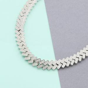 Chaîne cubaine en argent 925 avec moissanite taille ronde, collier hip-hop, cadeau pour homme, passe le test du diamant - Product Image 3