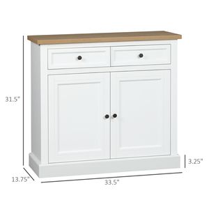 Credenza Bianca in Stile Antico con 2 Cassetti e 2 Ante, Mobile da Cucina per Villa, Magazzino, Soggiorno, Ingresso - Product Image 3