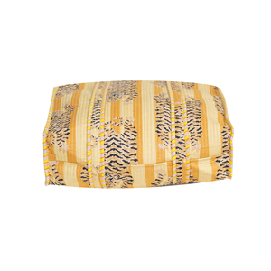 Sac fourre-tout matelassé en coton léger fait main, imprimé tigre, rayures jaunes, réversible, lavable, printemps, automne, été, plage, shopping - Product Image 2