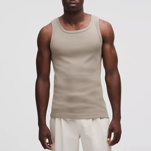 Custom <b>Men's</b> Ribbed Sleeveless Tank Top Round Neck Plain <b>Vest</b> Basic Cotton Casual Sportswear Fitness <b>Men</b> Tank Top - Product Image 6