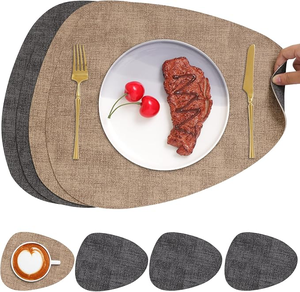 Napperons ovales antidérapants, napperons de table ovales noirs et orange, napperons de table modernes en tissu, napperon ovale - Product Image 4