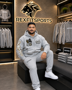 เสื้อฮู้ดซิปแบบมีลายกราฟิกสีเทาแบบกำหนดเอง REXFITSPORTS 2026 ผ้าฝ้ายผสมโพลีเอสเตอร์ ผ้าฟลีซ สตรีทแวร์ เสื้อสเวตเชิร์ตซิปเต็มตัว แบรนด์ส่วนตัว - Product Image 3