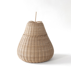 Cesta decorativa elegante para bebés y niños, hecha a mano con mimbre natural, organizador con forma de fruta. - Product Image 1