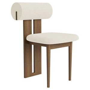 Chaise de salle à manger rembourrée moderne avec pieds en bois, assise en tissu, design contemporain pour la maison, le bureau, les hôtels, les restaurants et les bars - Product Image 2